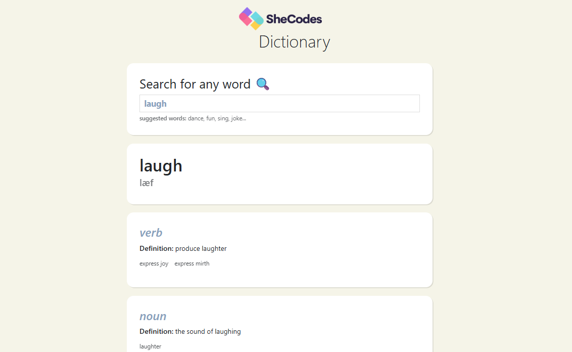 Dictionary project